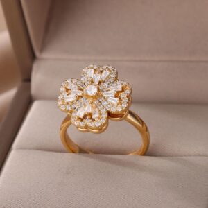 Anillo Trebol Corazon Giratorio +Cajareg
